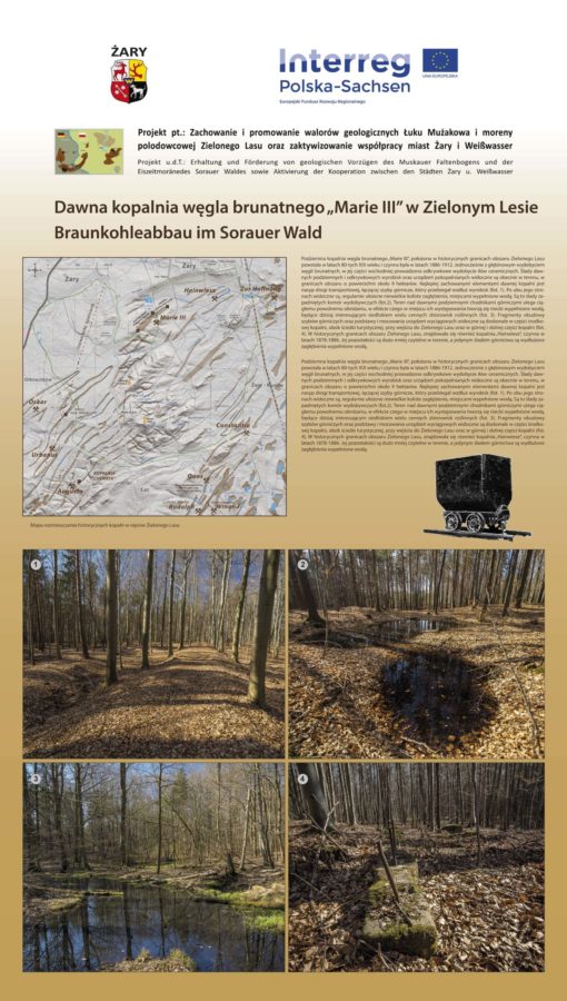 Landkarte mit historischen Gruben im Grünen Wald (Sorauer Wald)